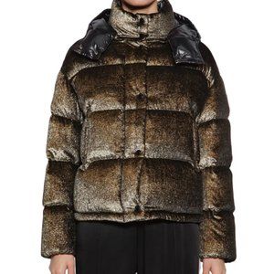 Glitter Velvet Quilted Down Puffer Jacket